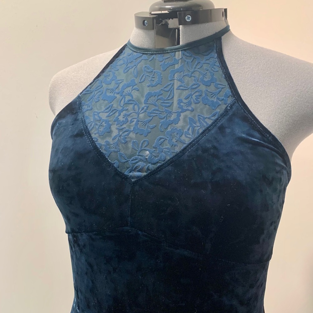 NWT Free People BlueGreen Velvet High Neck Dress